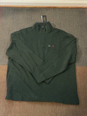 $135 Polo Ralph Lauren Men Estate-Rib Quarter-Zip Pullover Green Size L